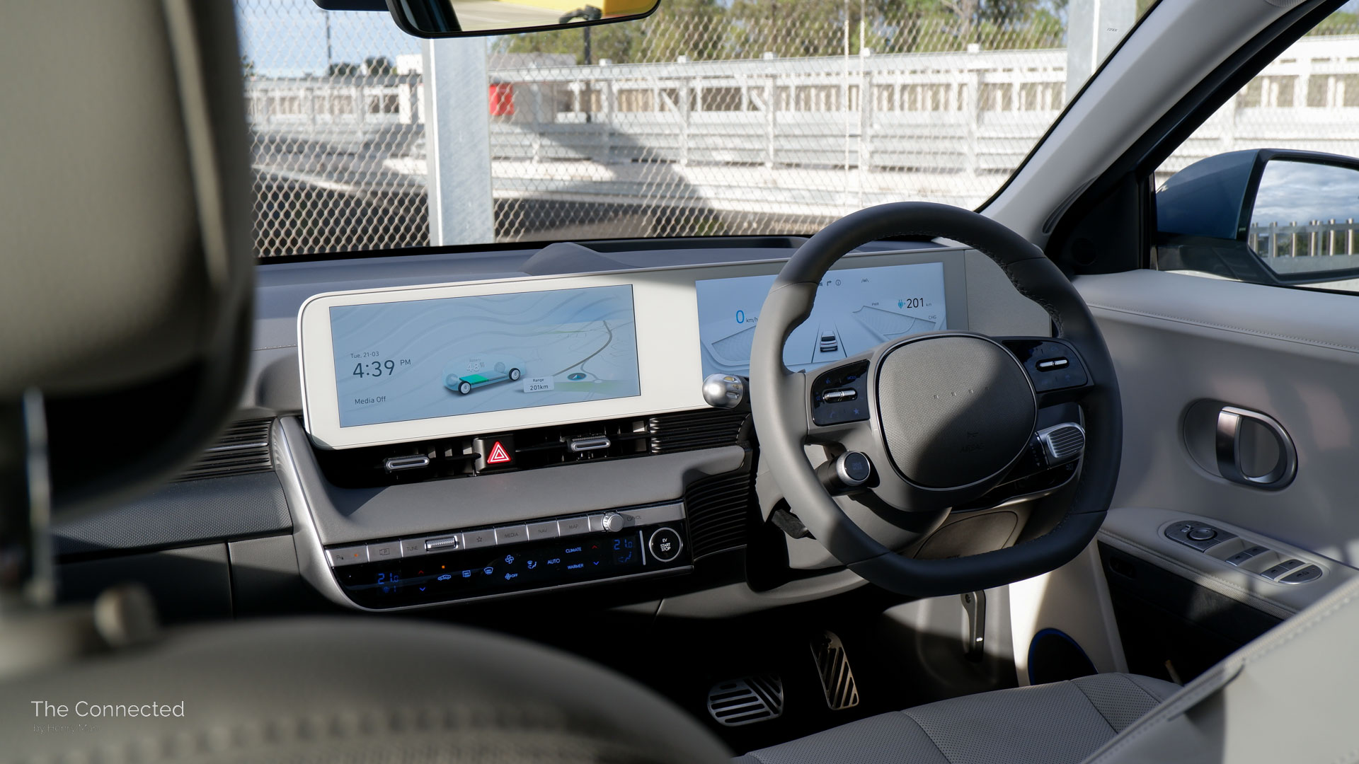 Hyundai Ioniq 5 interior dashboard screens and steering wheel