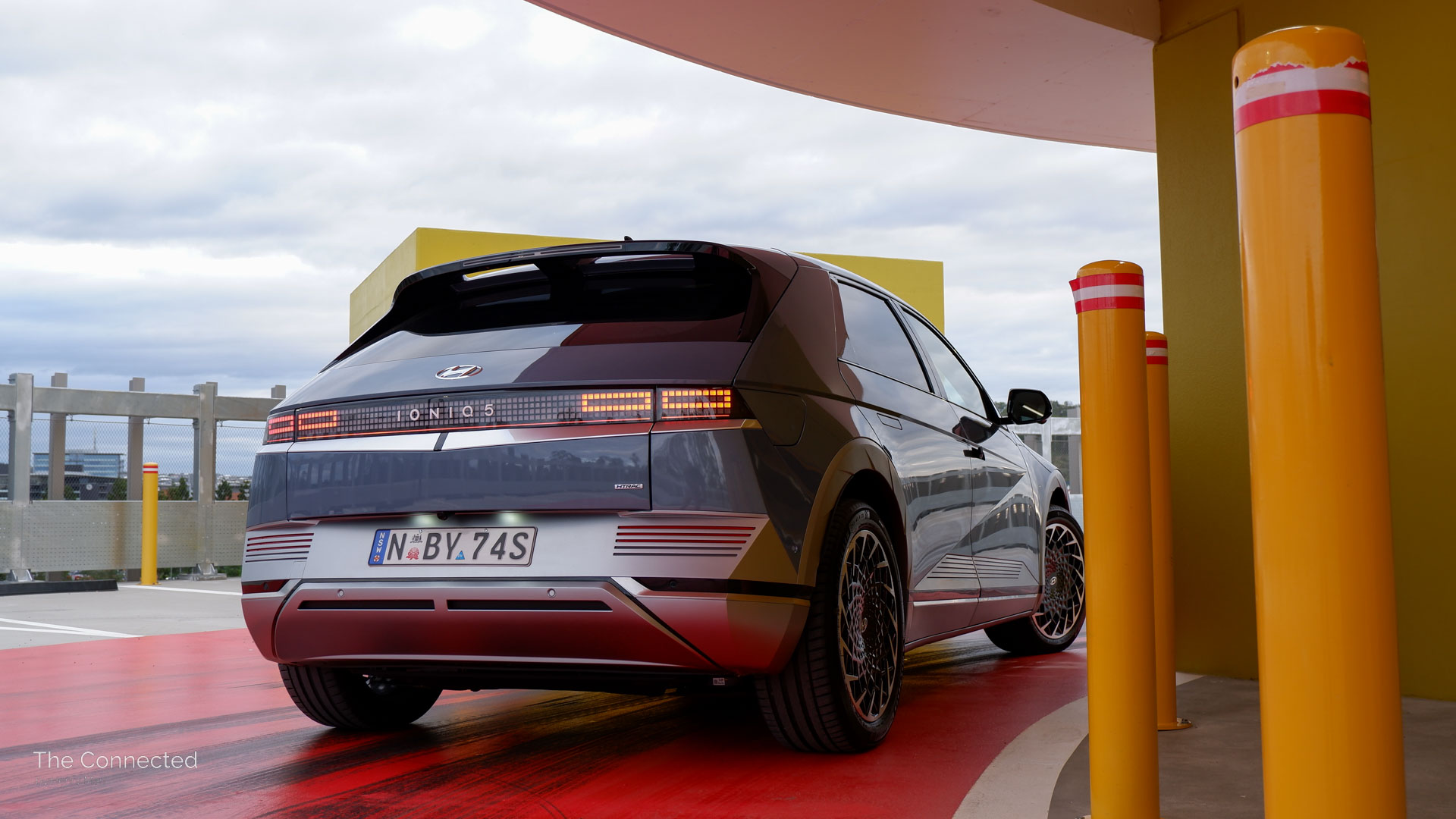 Hyundai Ioniq 5 at car park turn rear view