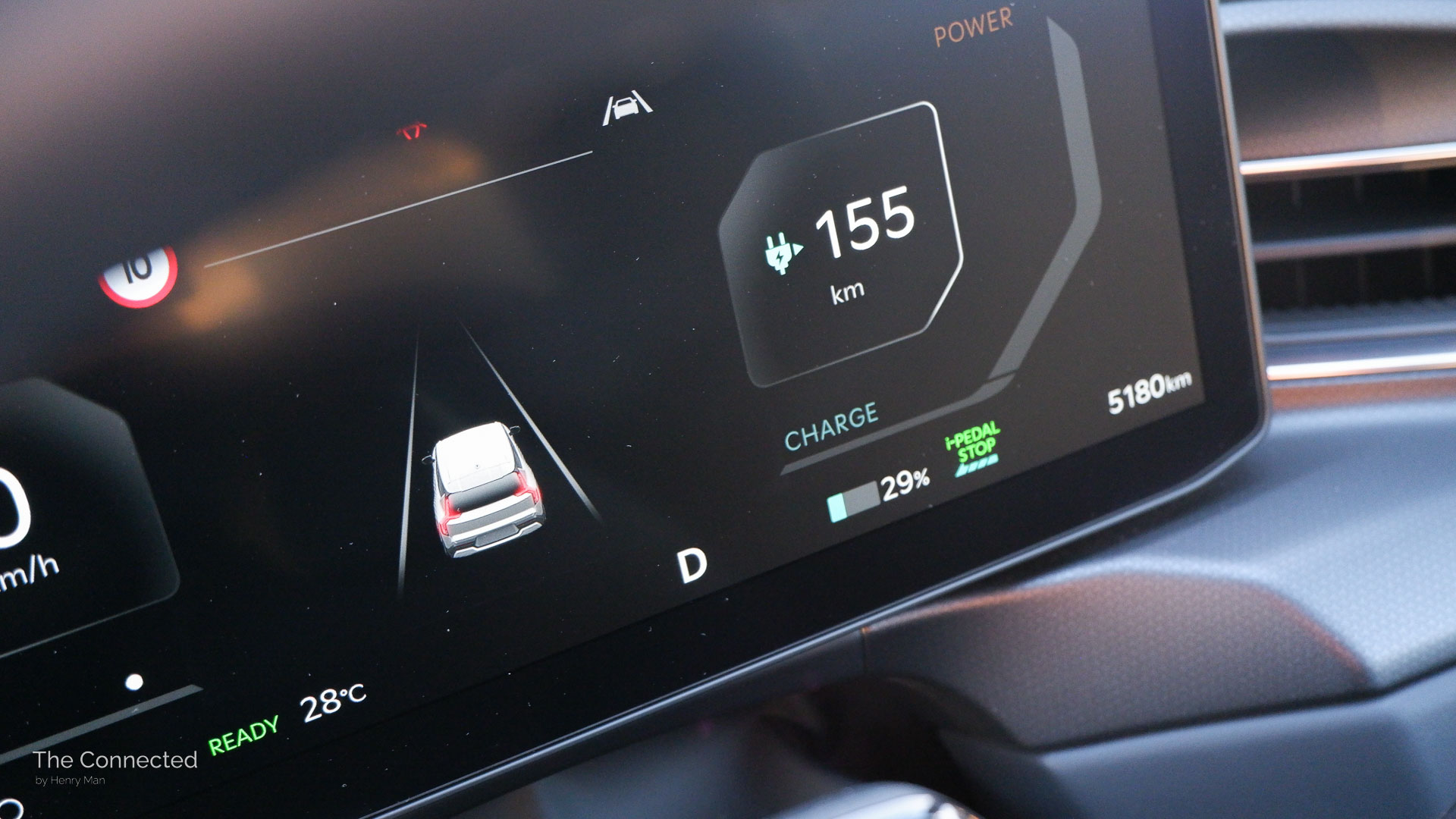 Kia EV9 instrument display vehicle icon with brake light on