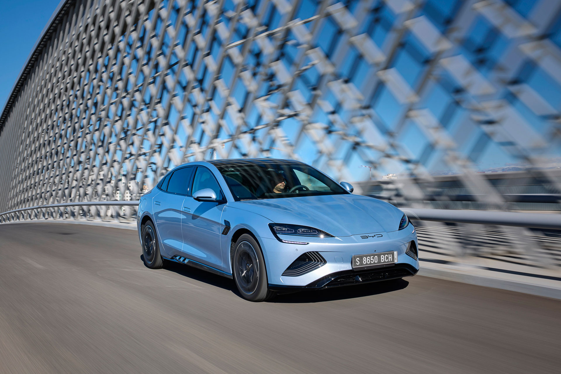 BYD Seal driving on bridge