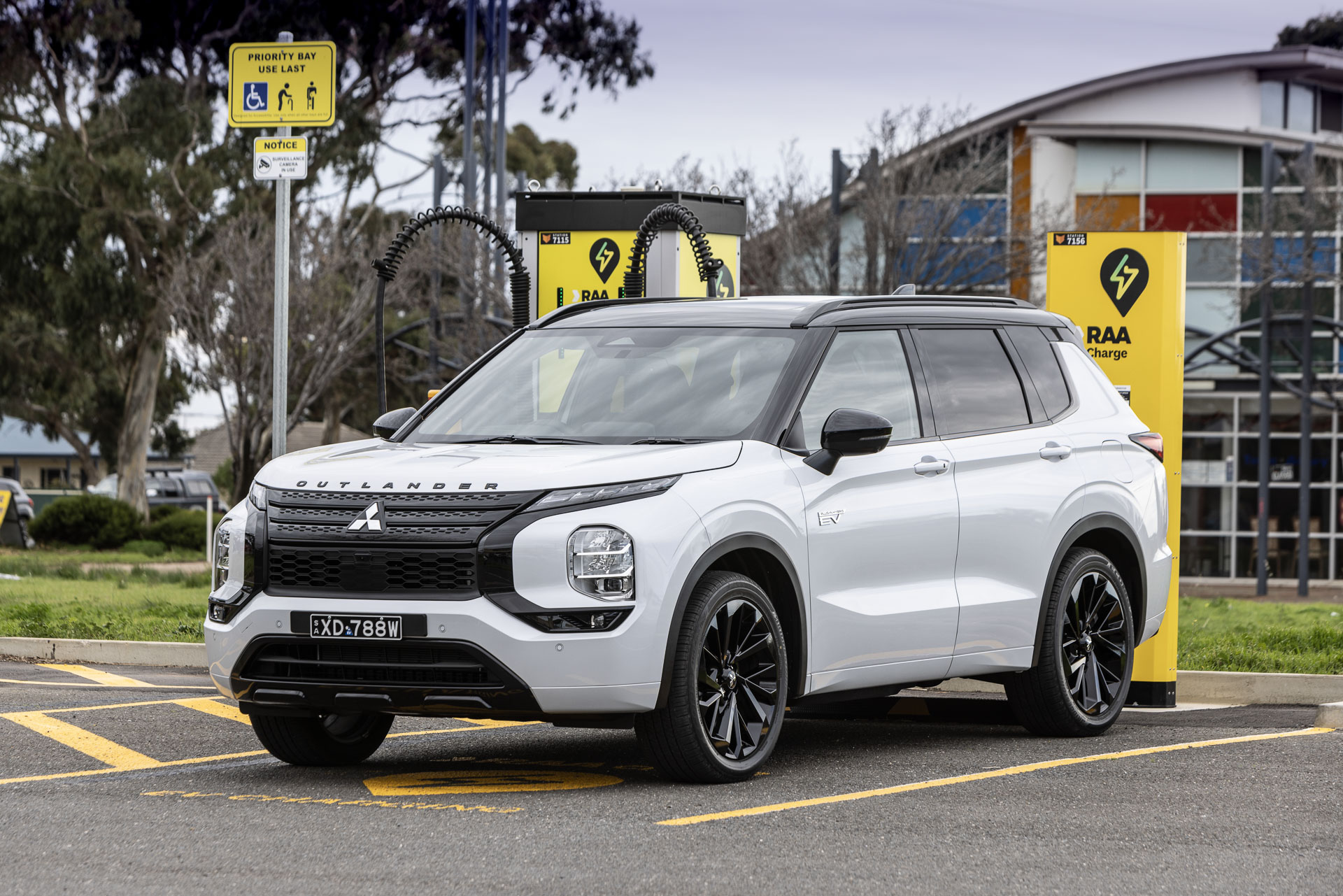 Mitsubishi Outlander PHEV GSR at public charging station
