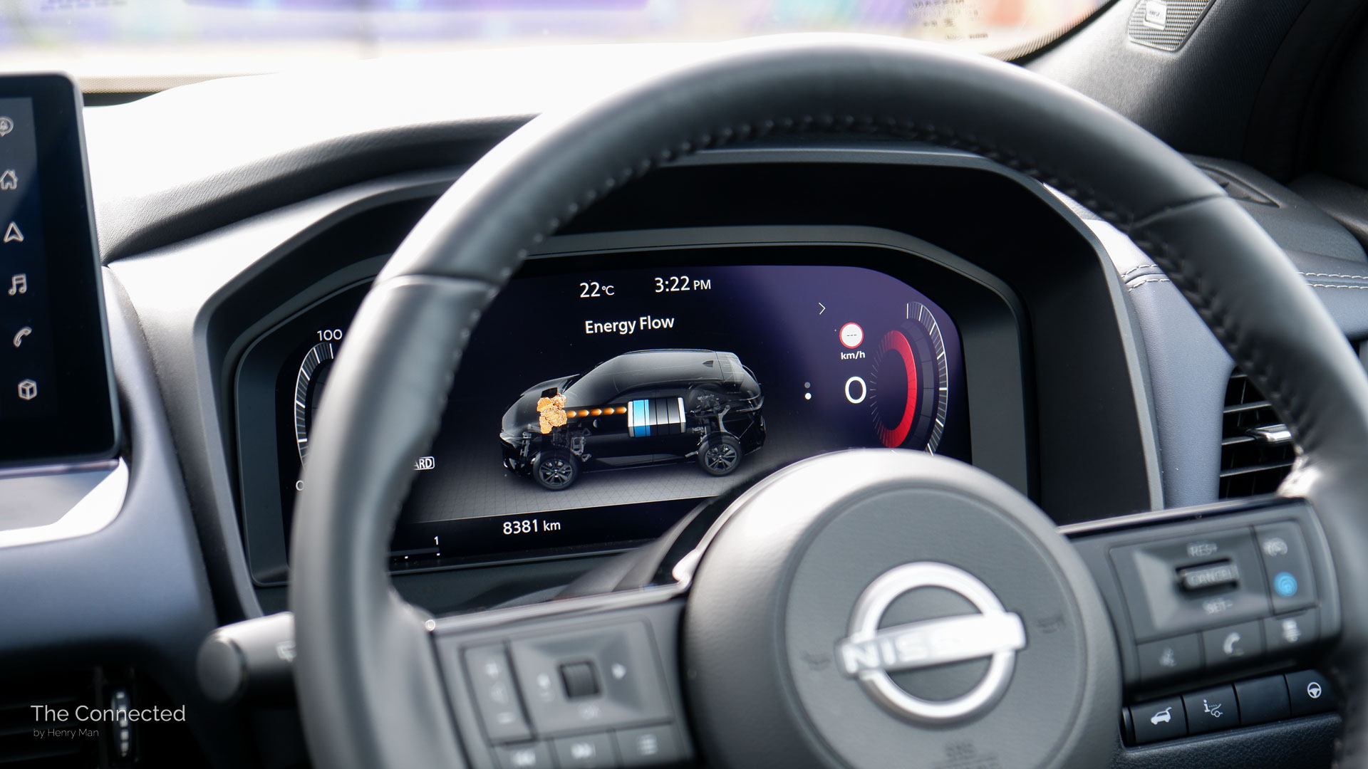 2024 Nissan Qashqai Ti e-Power driver instrument display showing hybrid energy flow page