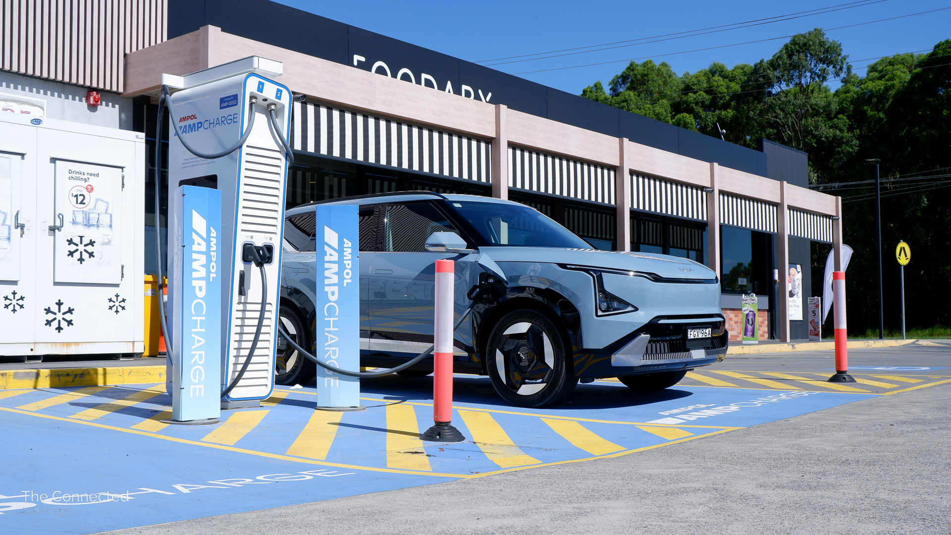 2025 Kia EV5 Earth at Ampol AmpCharge public fast charging station