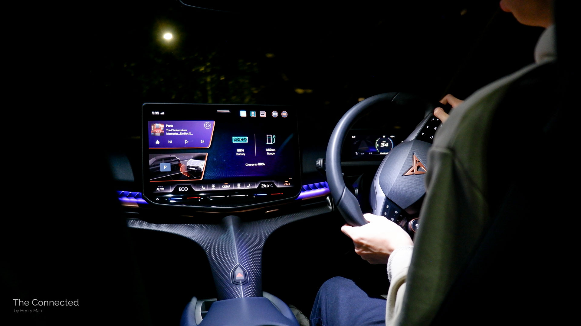 Man driving the 2026 Cupra Tavascan Endurance at night