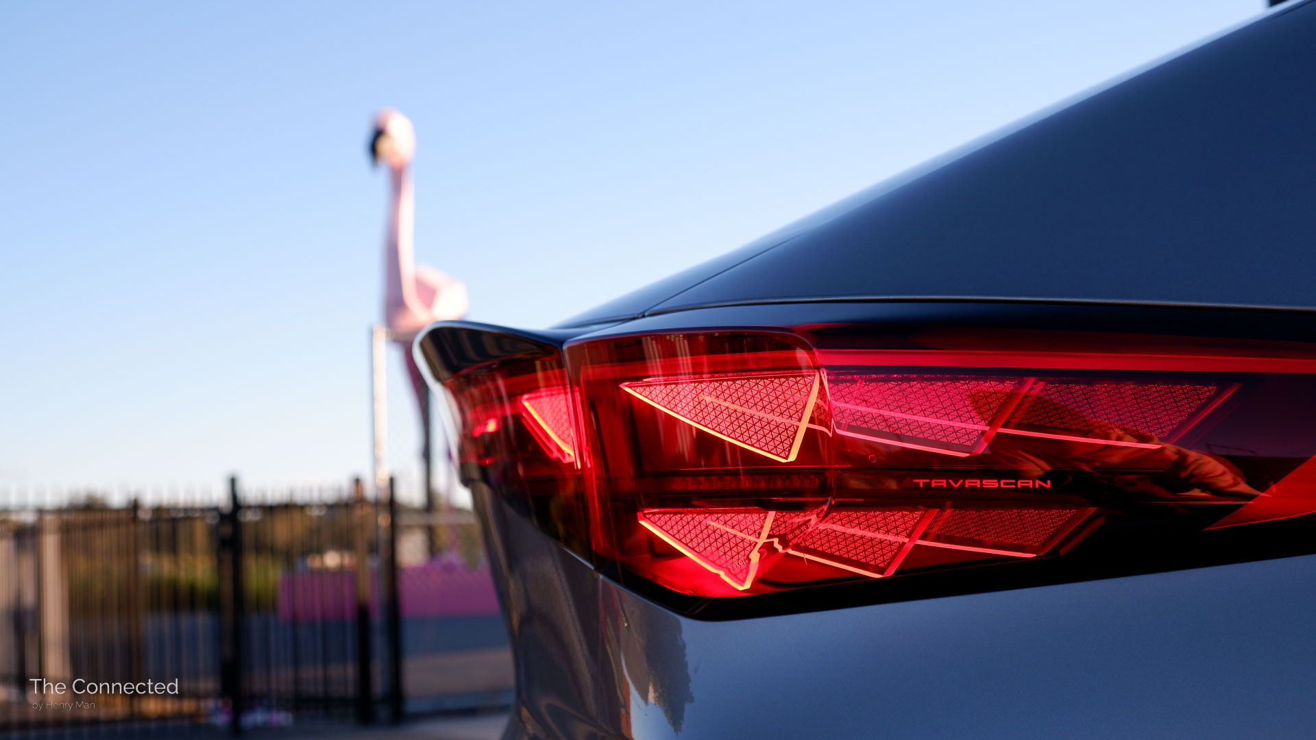 2026 Cupra Tavascan Endurance rear tail-light with 'Tavascan' lettering detail and flamingo behind