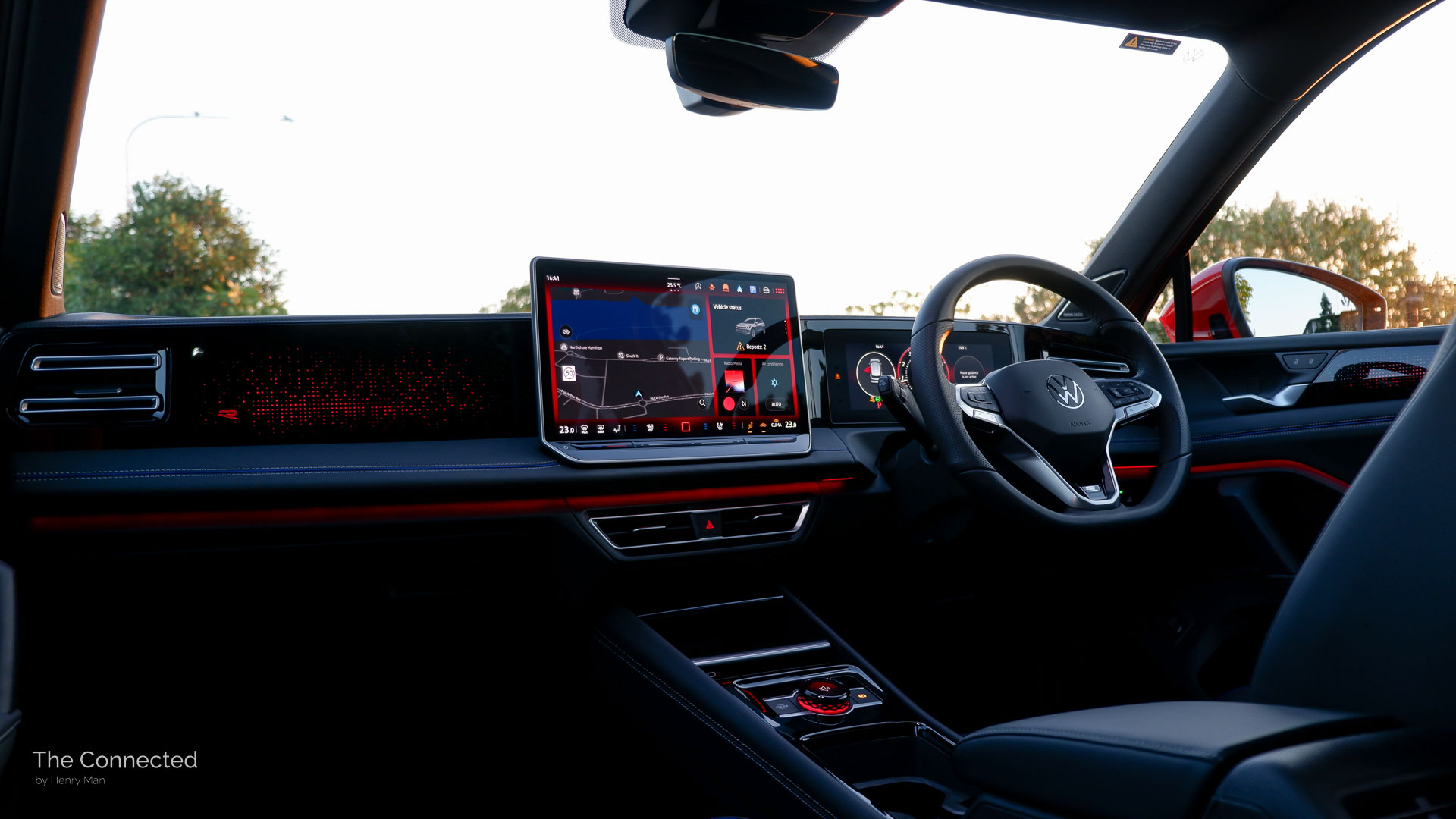 2026 Volkswagen Tiguan 195TSI R-Line interior in the sunset