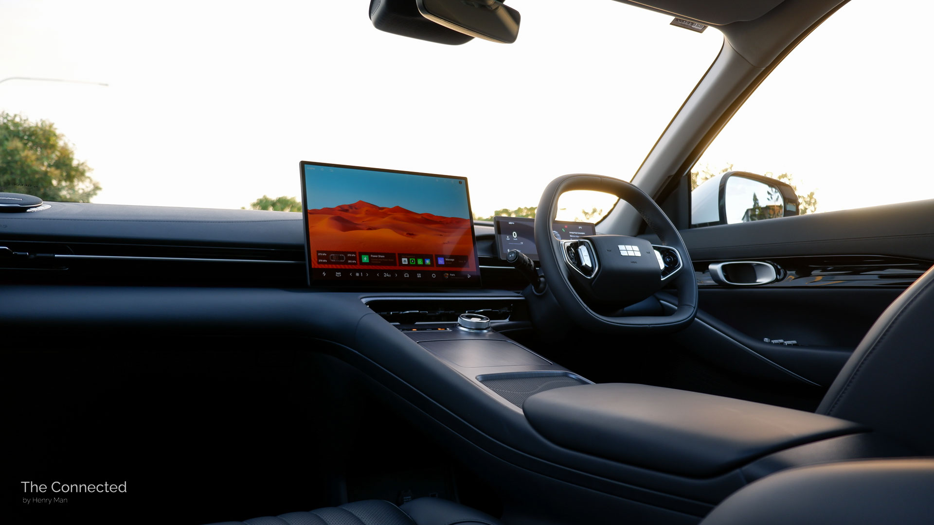 2026 Geely EX5 Inspire interior and dashboard in the sunset