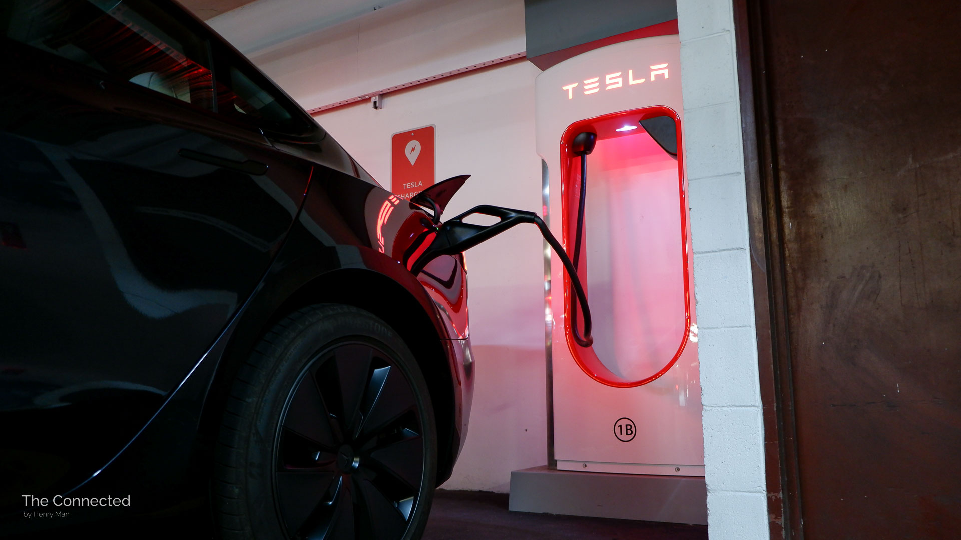 2026 Tesla Model 3 Premium Long Range RWD plugged-in at V3 Tesla Supercharging stall