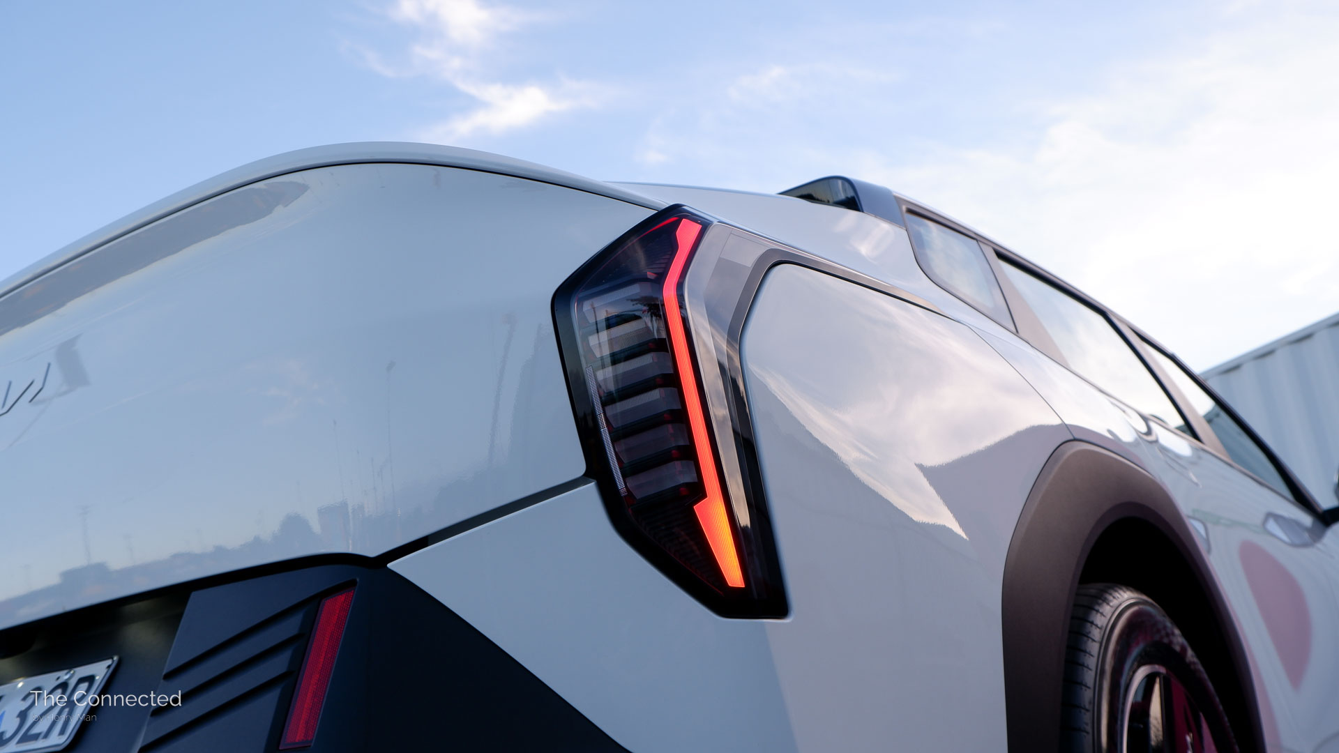2026 Kia EV4 Air rear tail-light detail under the sunset