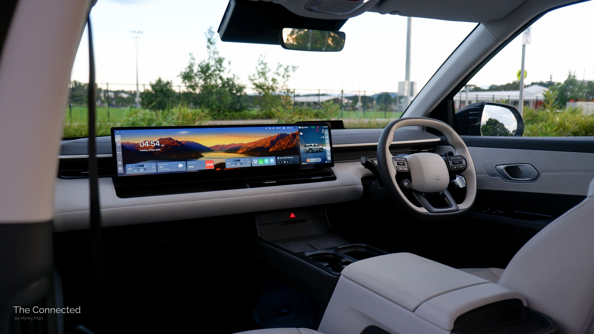 2026 Hyundai Elexio Elite interior and dashboard in the sunset
